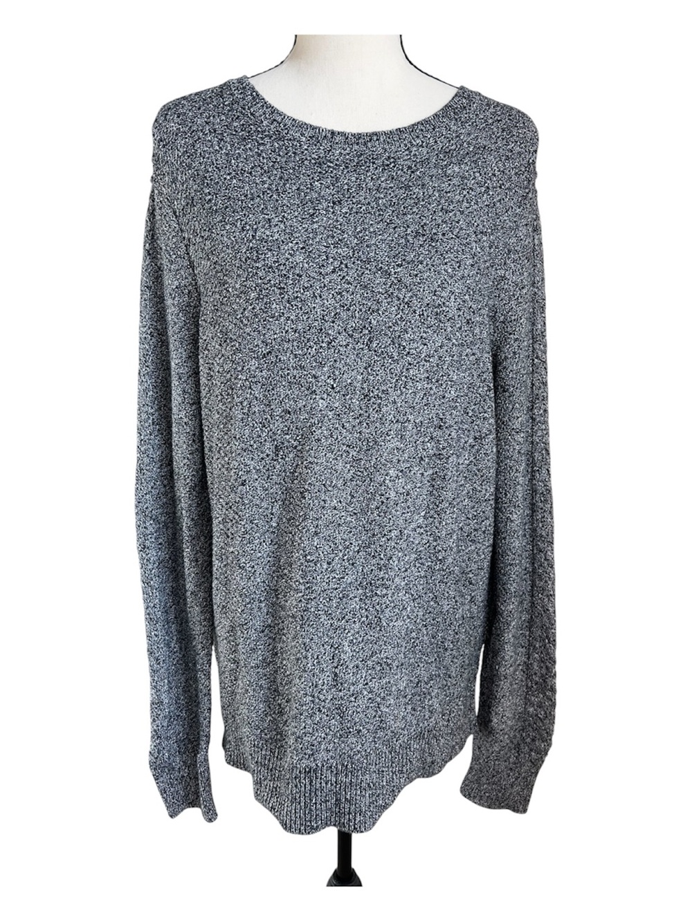 LOFT Women’s Sweater Large Marled Gray Crewneck 100% Cotton